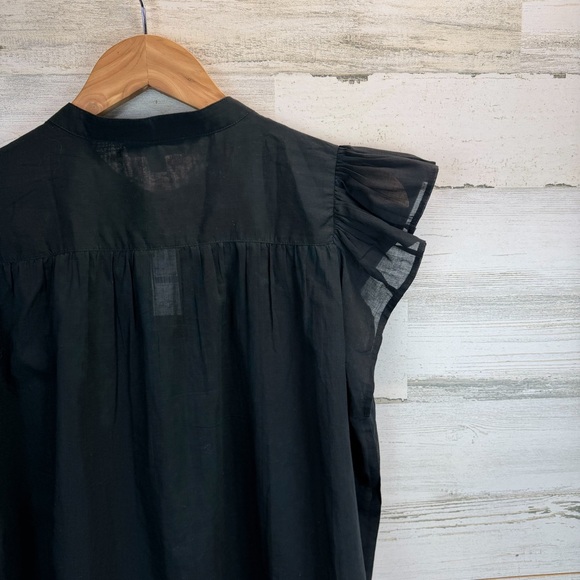 NWT J. Crew Black Sheer Cotton Voile Flutter Sleeve Button Front Blouse Small - Picture 9 of 11